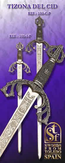 Espada Tizona del Cid, Infantil, plata vieja