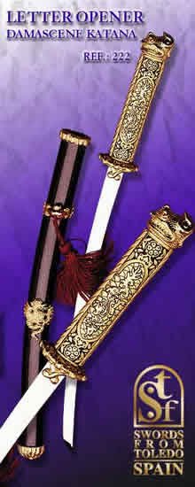 Letter Opener Damascene Katana