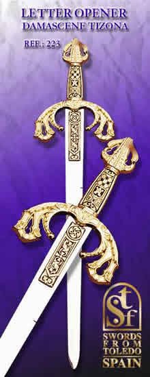 Letter Opener Damascene Tizona